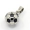 Trendy Necklace Findings 304 Stainless Steel FootBall/Soccer Ball Pendants, Stainless Steel Color, Black, 15x11mm, Hole: 3x6mm