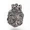 Brass European Beads, with Cubic Zirconia, Cadmium Free & Lead Free, Lion, Gunmetal, 13x9.5x11.5mm, Hole: 5mm