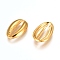 304 Stainless Steel Pendants, Cowrie Shell Shape, Golden, 14x9.5x2mm, Hole: 2x10mm
