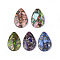 Synthetic Gold Line Regalite/Imperial Jasper/Sea Sediment Jasper Pendants, Dyed, Drop, Mixed Color, 48x30~30.5x7mm, Hole: 1.4mm