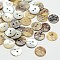 2-Hole Flat Round Mother of Pearl Buttons, Akoya Shell Button, Akoya Shell Button, Tan, 10x1mm, Hole: 1.5mm