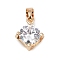 Brass Micro Pave Cubic Zirconia Pendants, Rhombus Charms, Long-Lasting Plated, Lead Free & Cadmium Free, Clear, 14.5x12.5x7.5mm, Hole: 4.5x3mm