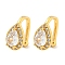 Brass Micro Pave Clear Cubic Zirconia Cuff Earrings for Women, Teardrop, Real 18K Gold Plated, 13x8mm