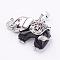 Natural Dyed & Heated Black Agate Pendants, with Rhinestone and Brass Findings, Elephant, Platinum, 25.5x36.5x10mm, Hole: 5x8mm