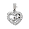 Ion Plating(IP) 304 Stainless Steel Micro Pave Cubic Zirconia Pendants, Heart Charms, Stainless Steel Color, 11.5x11x2mm, Hole: 4x2.5mm