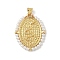 Brass with ABS Imitation Pearl Pendants, Oval & Snake, Long-Lasting Plated, Lead Free & Cadmium Free, Rack Plating, Real 18K Gold Plated, Real 18K Gold Plated, 30.5x24x2.5mm, Hole: 3x4mm
