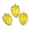 Natural Korea Jade Faceted Pendants, Rack Plating Brass Strawberry Charms, Golden, 18x11x5~5.5mm, Hole: 1.2mm
