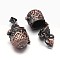 Carved Pot Rack Plating Brass Prayer Box Pendants, Wish Box, Nickel Free, Red Copper, 22x12x5mm, Hole: 5x3mm