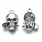 Tibetan Style Alloy Pendants, Cadmium Free & Lead Free, Skull with Rose, Antique Silver, 24x17x4.5mm, Hole: 2.5mm, about 510pcs/1000g
