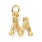 Brass Pendants, Cadmium Free & Lead Free, with Jump Ring, Golden, Letter Charms, Letter M, 12x11x2mm, Hole: 3mm