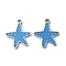 304 Stainless Steel Pendants, with Enamel, Starfish Charm, Stainless Steel Color, 16x13x1.5mm, Hole: 1.5mm