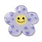Acrylic Pendants, with Glitter Powder, Flower with Smiling Face, Blue Violet, 38x39x2mm, Hole: 2.2mm