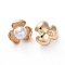 Brass Charms, with Acrylic Imitation Pearl, Flower, Real 18K Gold Plated, 12.4x13.6x13.6mm, Hole: 2mm