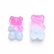 Gradient Color Opaque Resin Cabochons, with Glitter Powder Bear, Deep Pink, 17.5x11x6.5mm