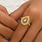 Brass Pave Cubic Zirconia Finger Rings for Women, Hollow Teardrop, Real 18K Gold Plated, US Size 8(18.1mm)