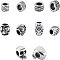 Stainless Steel European Beads, Large Hole Beads, Mixed Shapes, Antique Silver, 10pcs/box