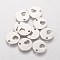 Non-Tarnish 201 Stainless Steel Charms, Flat Round with Heart, Stainless Steel Color, 11.8x1mm, Hole: 1.5mm