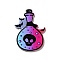Halloween Printed Acrylic Pendants, Bottle with Skull Charm, 38x27x2.5mm, Hole: 1.6mm