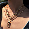 Punk Style Alloy Double Layered Pendant Necklaces for Women, Golden, Rectangle, 14.57~18.90 inch(37~48cm)