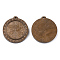 Wooden Pendant Cabochon Settings, Pendant Base, Flat Round with Star, Camel, Tray: 30mm, 44x42x5.5mm, Hole: 2.5mm
