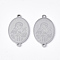 Tarnish Resistant 201 Stainless Steel Links connectors, Laser Cut Links, Oval with St Francis, Stainless Steel Color, 21.5x12.5x1mm, Hole: 1.2mm