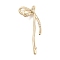 Brass Pave Clear Cubic Zirconia Pendants, Cadmium Free & Nickel Free & Lead Free, Bowknot, Real 14K Gold Plated, 39x18.5x6.5mm, Hole: 2x3mm