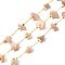 Handmade Beaded Chain, with Brass Cable Chain & Chip Natural Sunstone Link Chain, Long-Lasting Plated, Soldered, Golden, 3~8x3~16mm, 32.80Feet/roll(10m/roll)