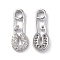 Brass Micro Pave Clear Cubic Zirconia Pendants, Cadmium Free & Nickel Free & Lead Free, Brooch Charms, Platinum, 18.5x7x2mm, Hole: 2.5mm