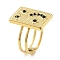 Ion Plating(IP) 304 Stainless Steel Open Cuff Ring for Women, with Rhinestone, Rectangle, Real 18K Gold Plated, US Size 6(16.5mm)