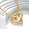 Brass Pave Clear Cubic Zirconia Heart Pendant Necklaces for Women, Real 18K Gold Plated, 16.50 inch(41.9cm)