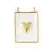Brass Enamel Pendants, Rectangle with Heart Charm, Lead Free & Cadmium Free, Long-Lasting Plated, Rack Plating, Real 18K Gold Plated, White, 17x11.5x2mm, Hole: 1.4mm