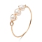 Round Natural Cultured Freshwater Pearl Finger Rings, Copper Wire Wrapped Rings, Light Gold, US Size 9 3/4(19.5mm)