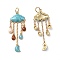 Brass Enamel Pendants, Real 18K Gold Plated, with Jump Ring, Cadmium Free & Nickel Free & Lead Free, Cloud Charms, Light Sky Blue, 37x14x2mm, Hole: 3.6mm