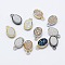 Electroplate Natural Druzy Agate Charm, with Brass Findings, Oval, Mixed Color, 10.5x6.5x2~3mm, Hole: 1.5mm