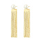 Brass Dangle Stud Earrings, Tassel Earrings, with Imitation Pearl Beads, Golden, Pendants: 65x14.5mm