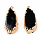 Resin Pendants, Imitation Turquoise, with Edge Light Gold Plated Iron Loops, Teardrop, Black, 36~37.5x16x6~7mm, Hole: 1.8mm