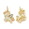 Brass Micro Pave Cubic Zirconia Pendants, Cadmium Free & Lead Free, Unicorn Charms, Real 18K Gold Plated, 22x16x4.5mm, Hole: 3x4.5mm