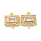 Brass Pave Clear Cubic Zirconia Connector Charms, Cadmium Free & Nickel Free & Lead Free, Rectangle Links, Real 18K Gold Plated, 11x10x4mm, Hole: 1mm