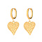 304 Stainless Steel Dangle Hoop Earrings, Heart, Golden, 38x17mm