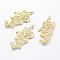 Brass Links connectors, Lead Free & Cadmium Free & Nickel Free, Flower and Branch, Raw(Unplated), 43x19.5x1.5mm, Hole: 1mm and 2x3.5mm