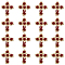 16Pcs Rack Plating Alloy Pendants, with ABS Plastic and Rhinestone, Cadmium Free & Lead Free, Cross with Dark Red Rose Flower, Light Gold, 37x29x4.5mm, Hole: 1.6mm