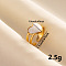 Stylish 304 Stainless Steel Enamel Cuff Ring, Heart Wide Band Open Ring for Women, Golden
