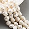 Natural Cultured Freshwater Pearl Beads Strands, Two Sides Polished, Grade 2A+, Snow, 9~10mm, Hole: 0.7mm, about 17~18pcs/strand, 6.69~6.89 inch(17~17.5cm)