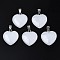 Heart Natural White Jade Pendants, with Platinum Tone Brass Findings, 20~22x20~21x5~8mm, Hole: 2x7mm