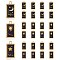 24Pcs 3 Style Rack Plating Golden Alloy Enamel Pendants, Cadmium Free & Lead Free, Rectangle with Sun & Star & Moon, Black, 23x12x2mm, Hole: 2mm, 8pcs/style