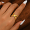 Fashionable Brass Open Cuff Ring, Criss Cross Ring for Women, Golden