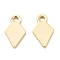 Brass Charms, Rhombus, Real 18K Gold Plated, 8x5x1mm, Hole: 1mm