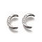Brass Micro Pave Clear Cubic Zirconia Links Connector Charms, Cadmium Free & Nickel Free & Lead Free, Crescent Moon, Platinum, 10.5x8x3mm, Hole: 1mm