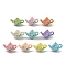 Spray Painted Alloy Pendants, Lead Free & Cadmium Free, Kettle Charms, Mixed Color, 10.5x16x9mm, Hole: 1.8mm