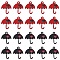 40Pcs 2 Colors Spray Painted Alloy Pendants, Umbrella with Heart Charm, Mixed Color, 22.5x18.9mm